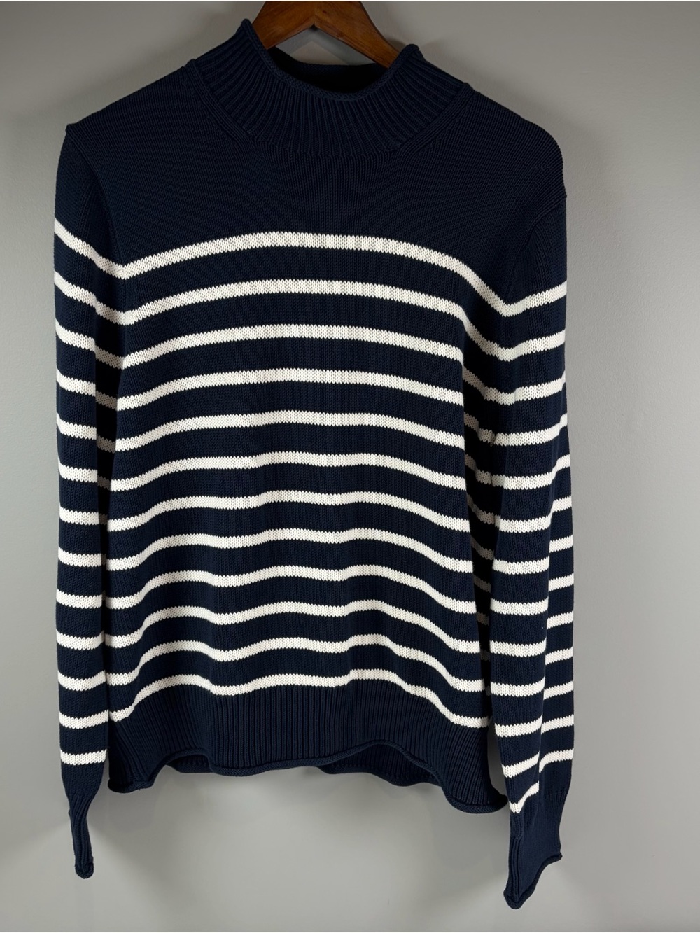 NWT J.Crew Heritage Cotton Navy Stripe Rollneck Sweater Women's Plus Size 2XL